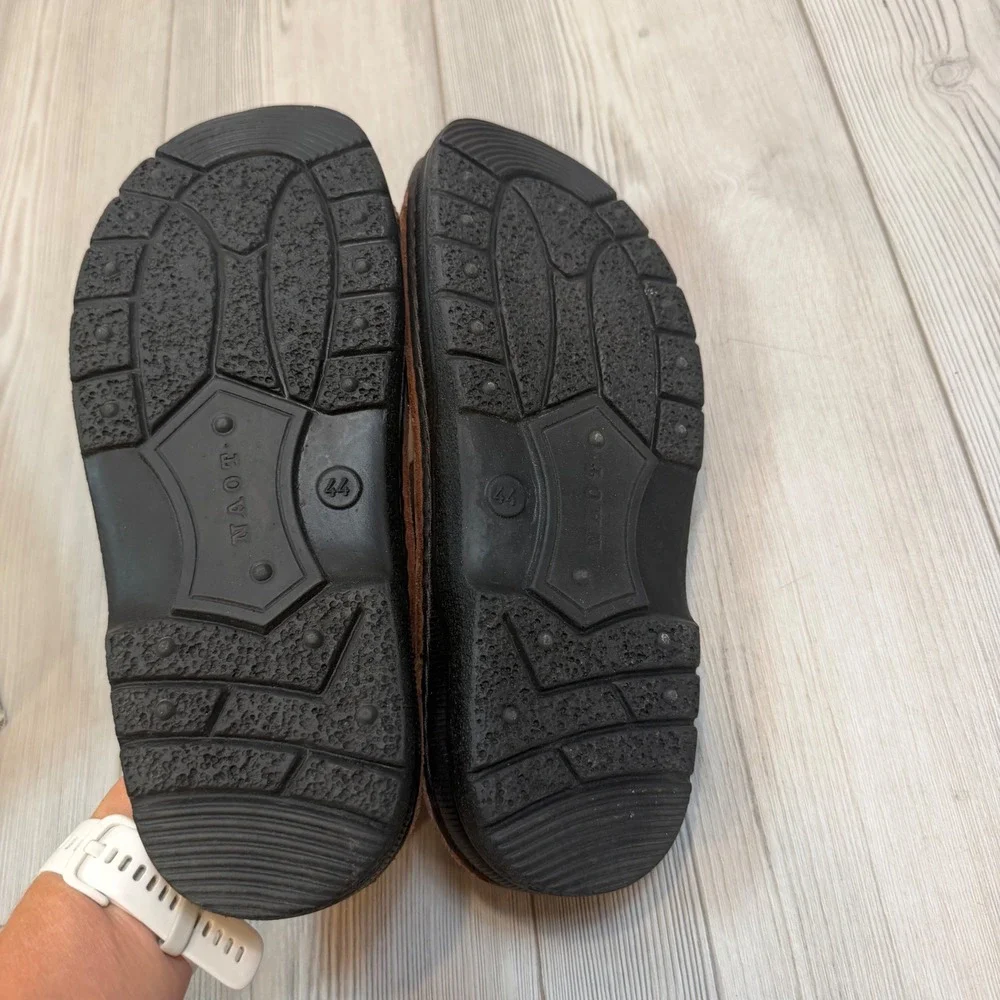 NEW Naot Mikael Crazy Horse Leather Sandals Brown Two Strap Slides Men EU 44 M11